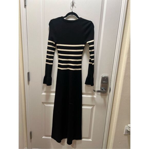 MON RENN RHYTHM STRIPE KNIT DRESS - White/Black STRIPE size S NWT$219 - Picture 7 of 8